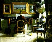 Eugene Jansson vid pianot oil painting artist